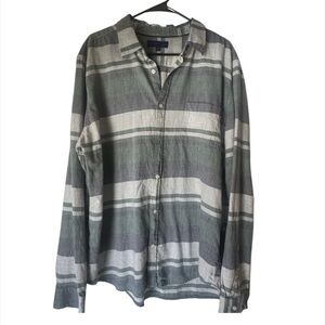 Aeropostale Shirt Mens Extra large Green Gray Striped Casual‎ Office